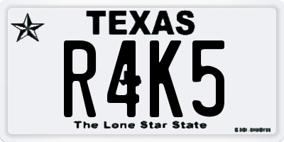 TX license plate R4K5