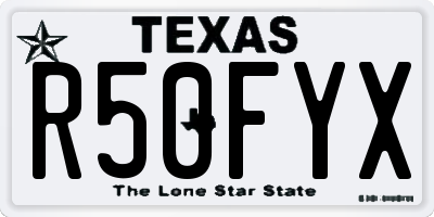 TX license plate R50FYX