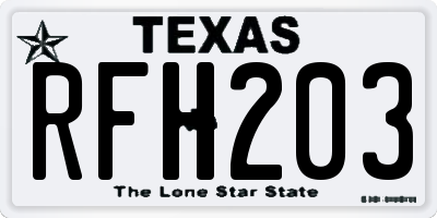 TX license plate RFH203