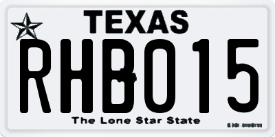 TX license plate RHB015
