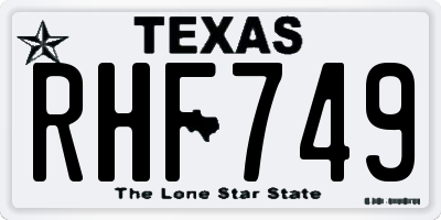 TX license plate RHF749