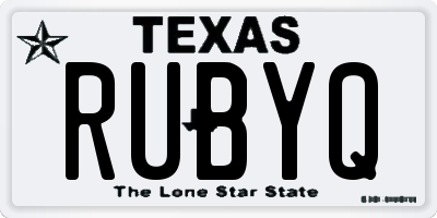 TX license plate RUBYQ