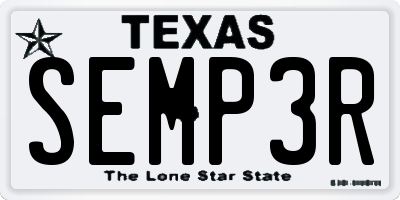 TX license plate SEMP3R