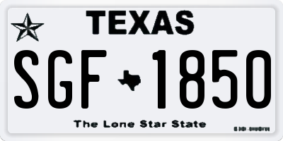 TX license plate SGF1850