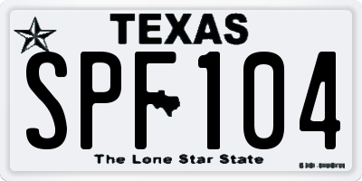 TX license plate SPF104