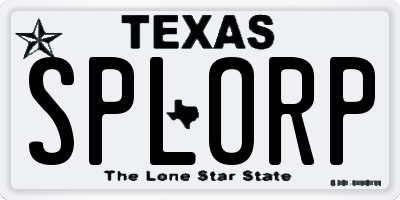 TX license plate SPLORP