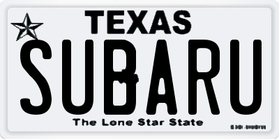 TX license plate SUBARU