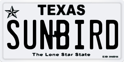 TX license plate SUNBIRD