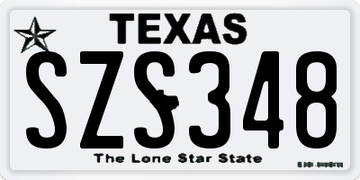 TX license plate SZS348