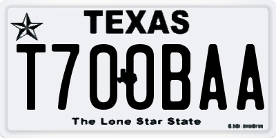 TX license plate T700BAA