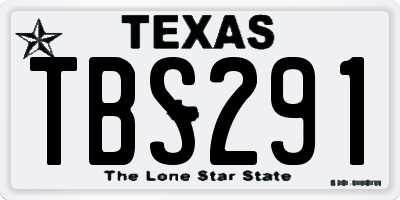 TX license plate TBS291