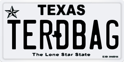 TX license plate TERDBAG
