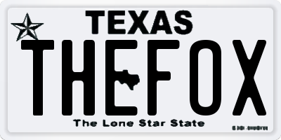 TX license plate THEFOX