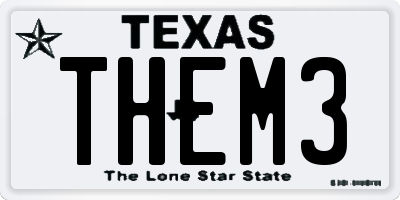 TX license plate THEM3