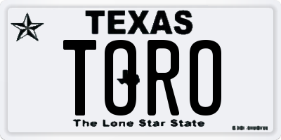 TX license plate TORO