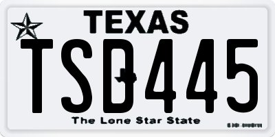 TX license plate TSD445