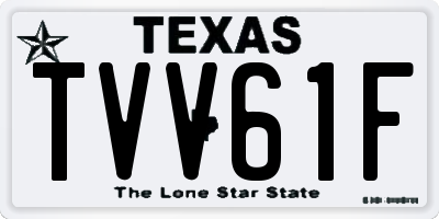 TX license plate TVV61F