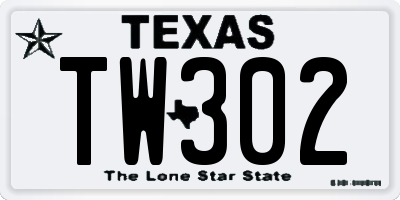 TX license plate TW302