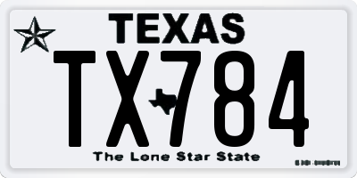 TX license plate TX784