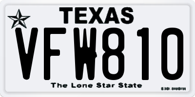 TX license plate VFW810