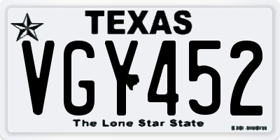 TX license plate VGY452