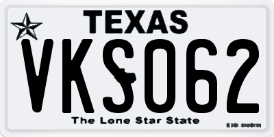 TX license plate VKS062