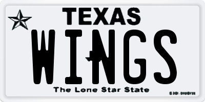 TX license plate WINGS