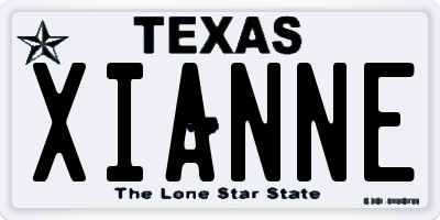 TX license plate XIANNE
