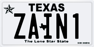 TX license plate ZAIN1