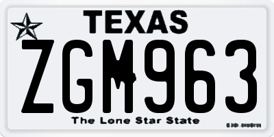 TX license plate ZGM963