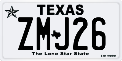 TX license plate ZMJ26