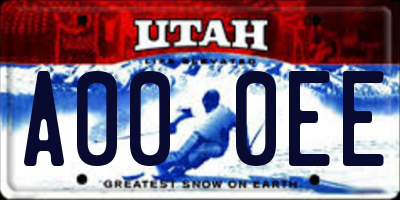UT license plate A000EE
