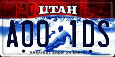 UT license plate A001DS