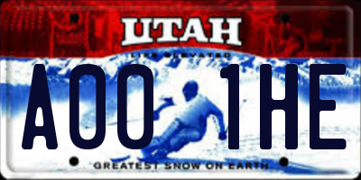 UT license plate A001HE