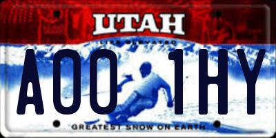UT license plate A001HY
