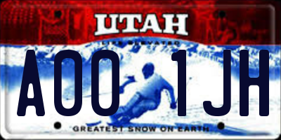 UT license plate A001JH