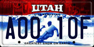 UT license plate A001OF