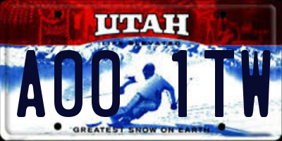 UT license plate A001TW