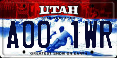 UT license plate A001WR