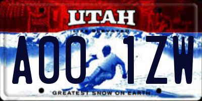 UT license plate A001ZW