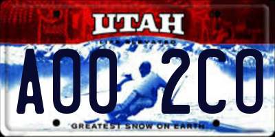 UT license plate A002CO