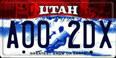 UT license plate A002DX