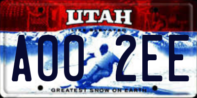 UT license plate A002EE