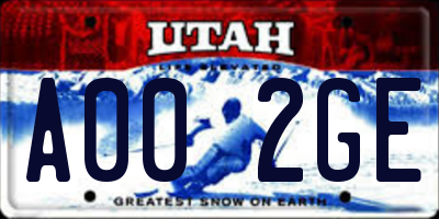 UT license plate A002GE
