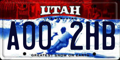 UT license plate A002HB