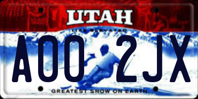 UT license plate A002JX