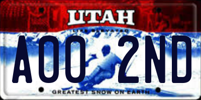 UT license plate A002ND