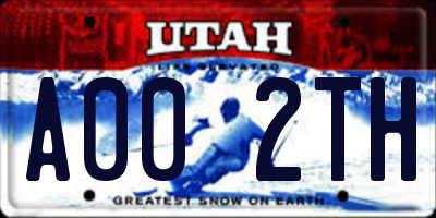 UT license plate A002TH