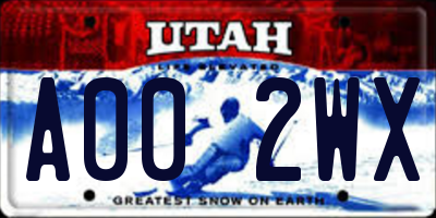 UT license plate A002WX