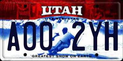 UT license plate A002YH